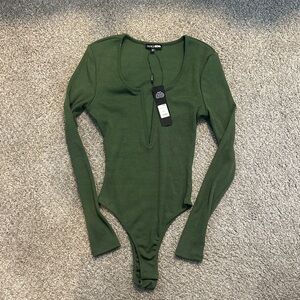 Fashion Nova Olive Long Sleeve Bodysuit